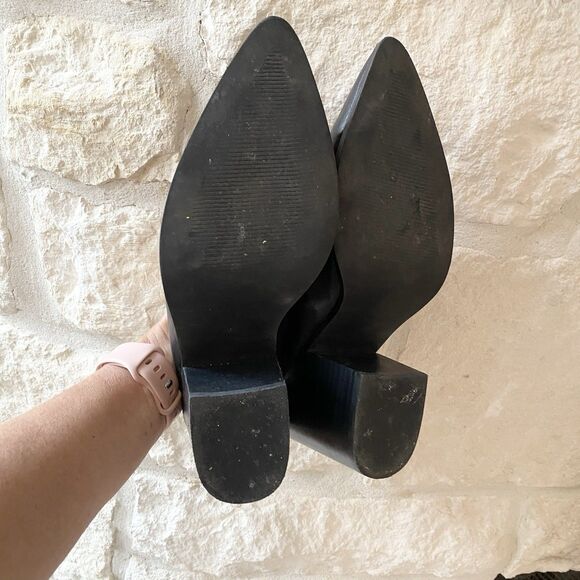 STEVE MADDEN Savina Western Black Leather Pointed Toe Mules‎ MSRP $100 Size 10M - Picture 6 of 7